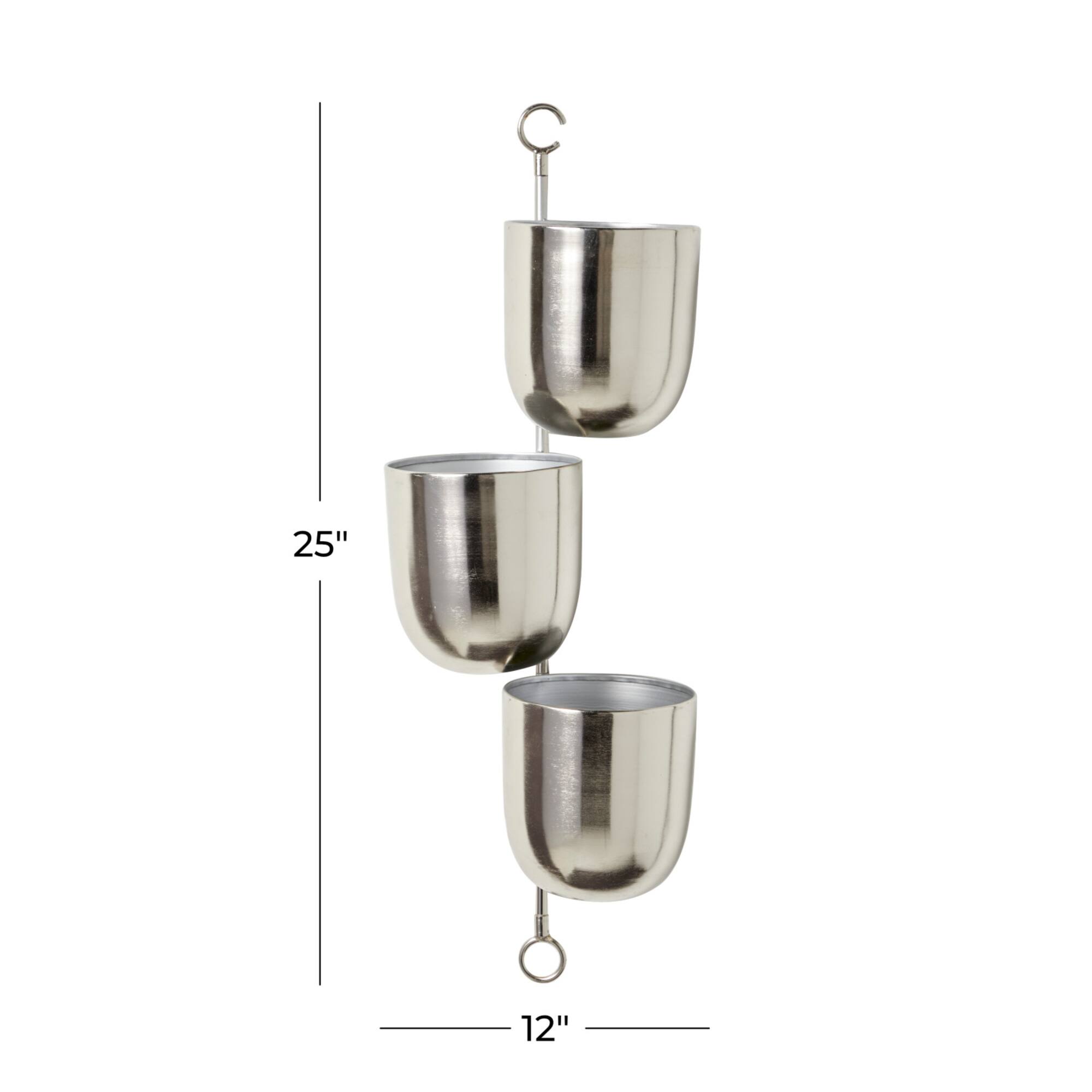 25" Silver Metal Contemporary Wall Planter